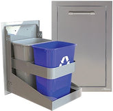 Alfresco 15" Trash Center Drawer for organized outdoor kitchen storage, featuring a single bin and durable plastic receptacle.